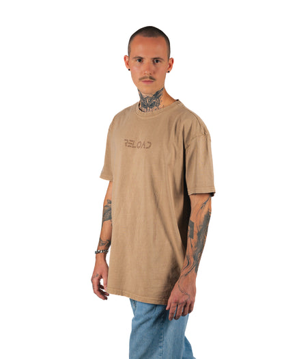 ÜBERGROßES T-Shirt, BEIGE GEWASCHEN 