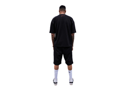 OVERSIZED BLACK TEE + BLACK SHORTS SET WOLF