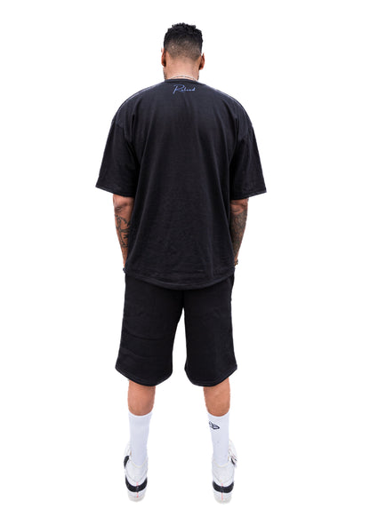 OVERSIZED BLACK TEE + BLACK SHORTS SET PANTHER