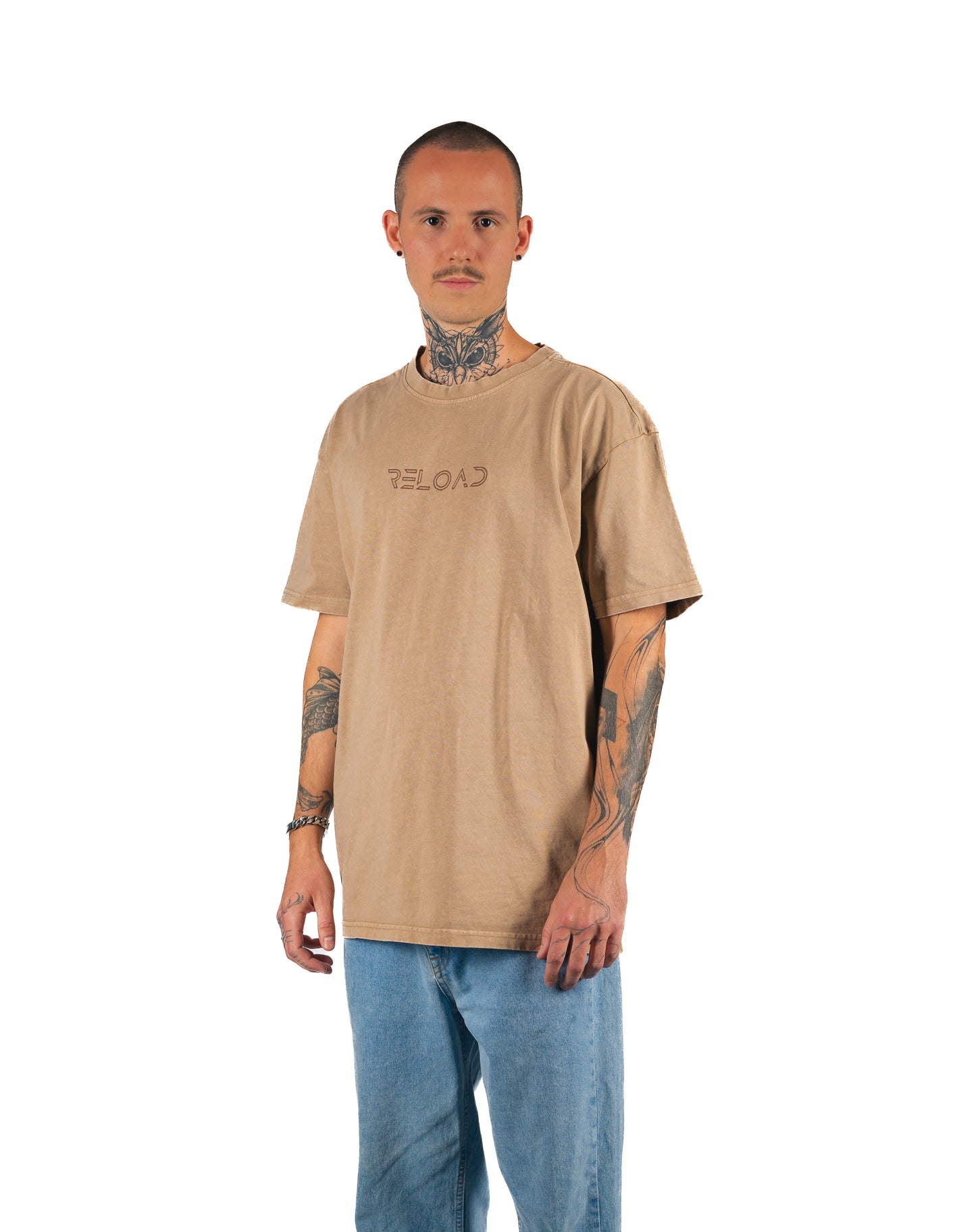 ÜBERGROßES T-Shirt, BEIGE GEWASCHEN 