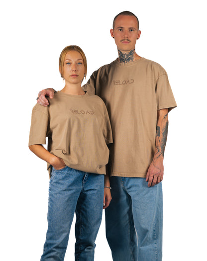 ÜBERGROßES T-Shirt, BEIGE GEWASCHEN 